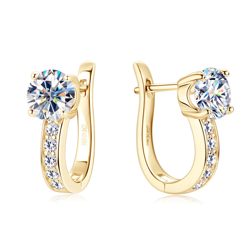 Chic Moissanite Accent Huggie Earrings


