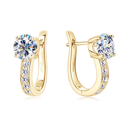 Chic Moissanite Accent Huggie Earrings

