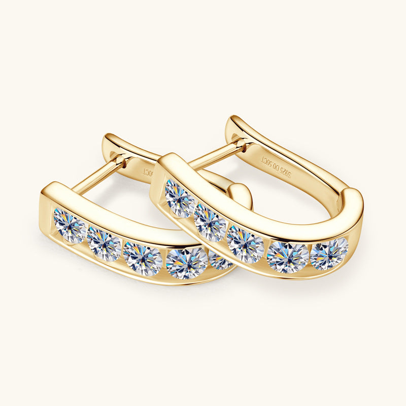 Chic Minimalist Moissanite Bar Huggies

