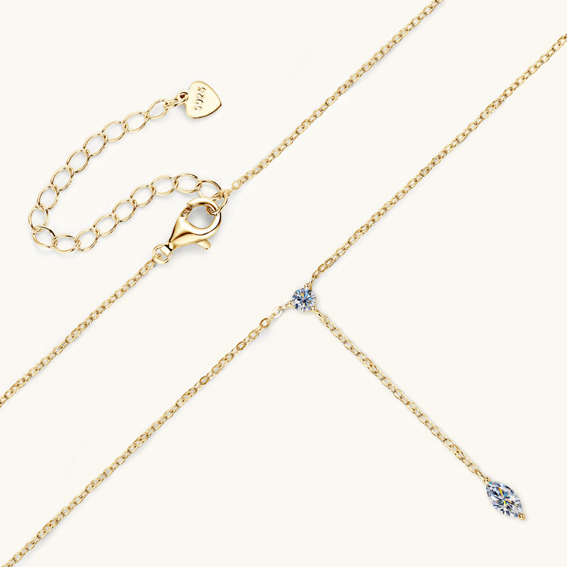 Premium Gold Vermeil Moissanite Y Drop Necklace

