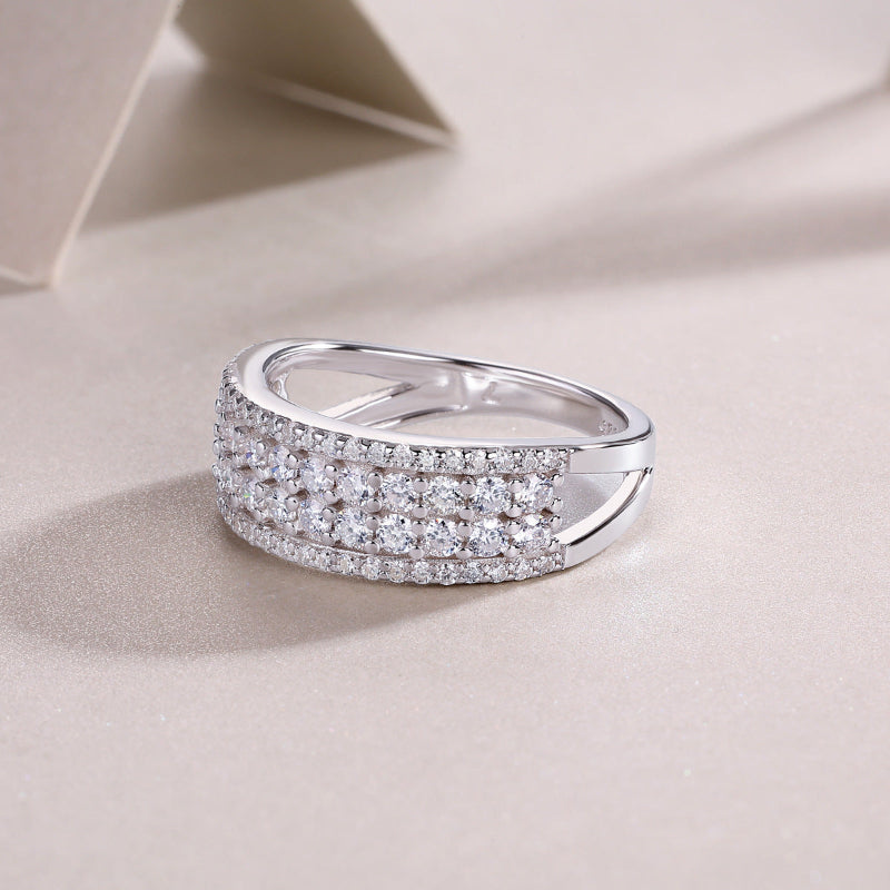 Silver Tone Moissanite Cocktail Ring

