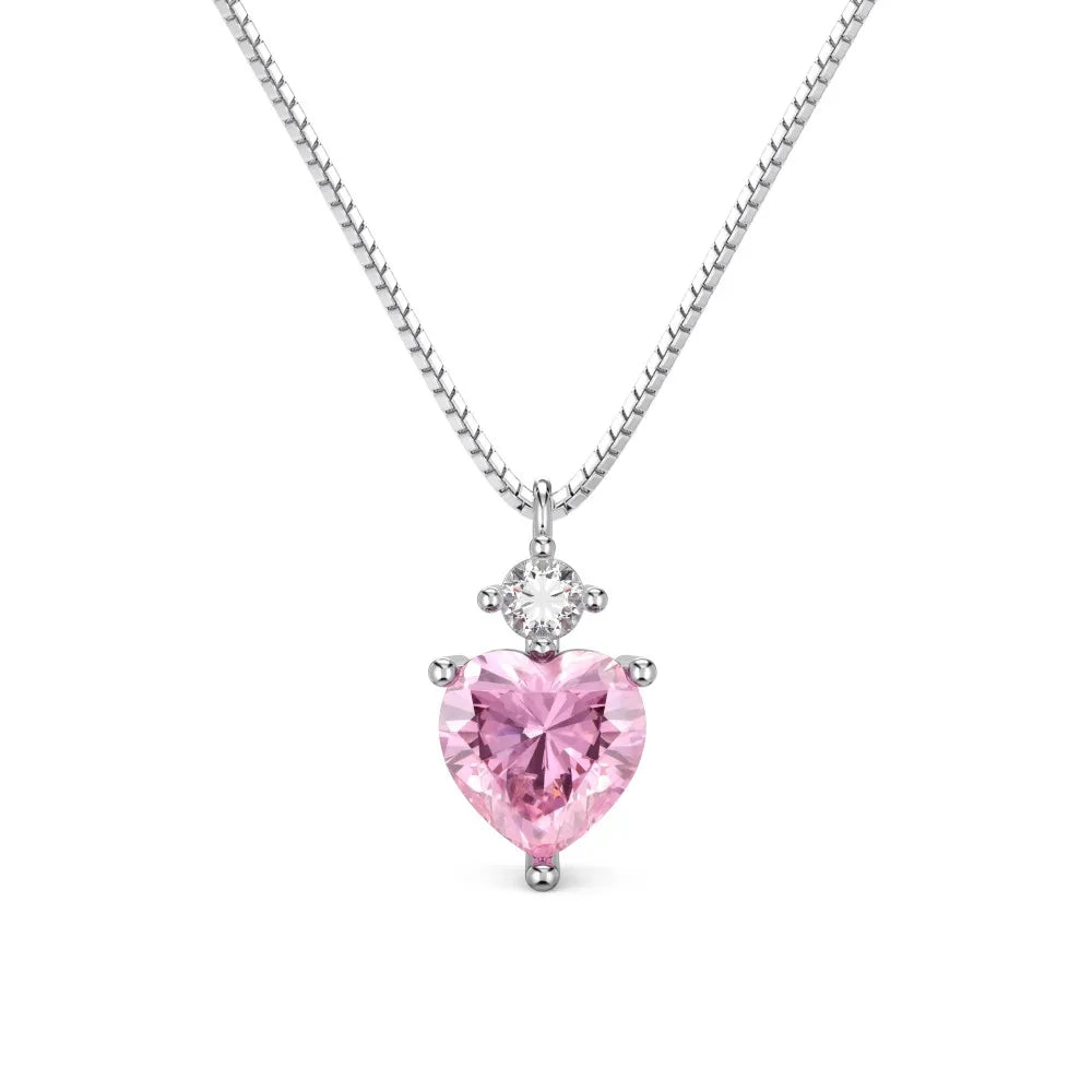 Dazzling Pink Zirconia Heart Pendant Necklace