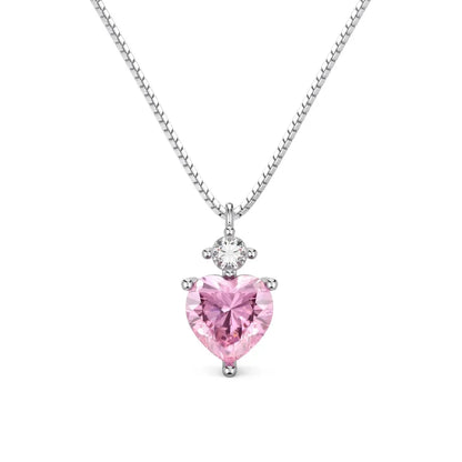 Dazzling Pink Zirconia Heart Pendant Necklace