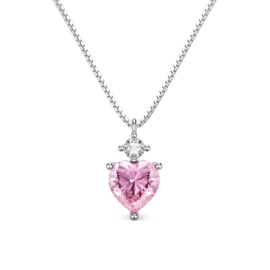 Dazzling Pink Zirconia Heart Pendant Necklace