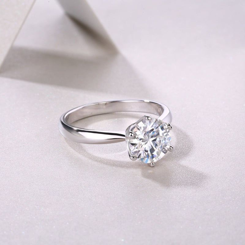 Polished Band Moissanite Engagement Ring

