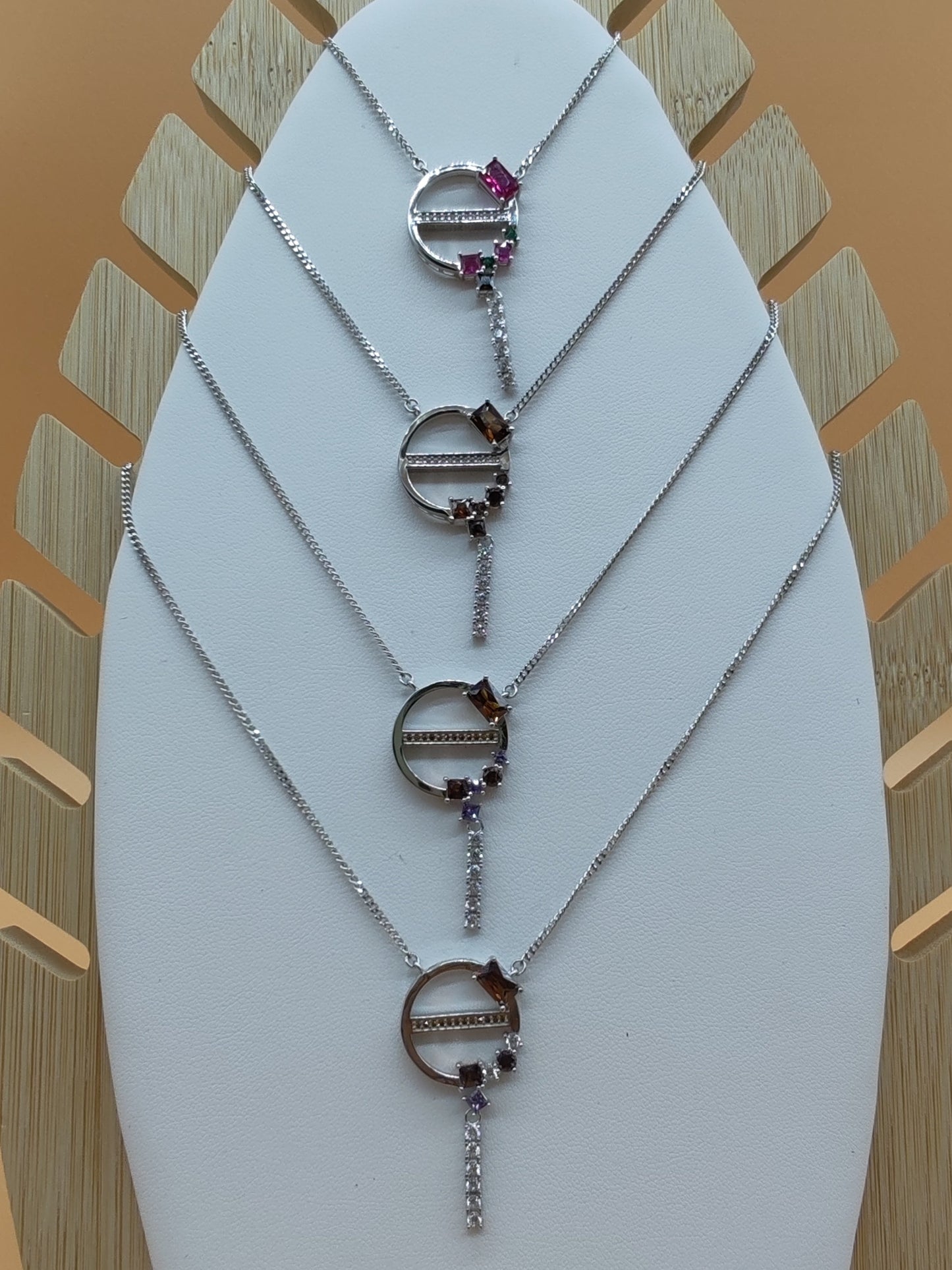 Gemstone Cluster Drop Pendant

