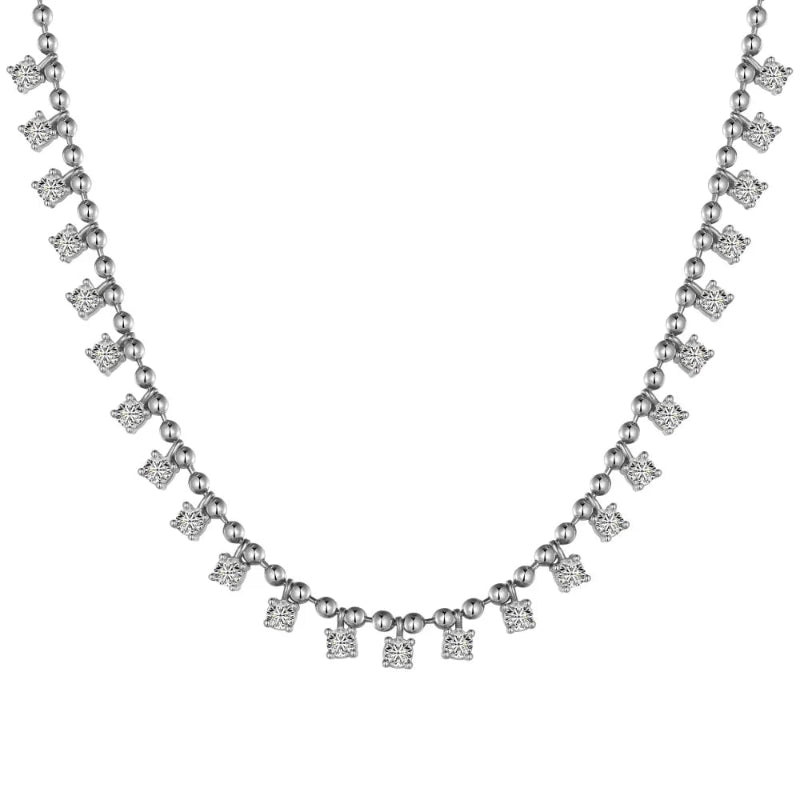 Glamorous Bead Chain Zirconia Necklace
