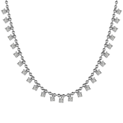 Glamorous Bead Chain Zirconia Necklace