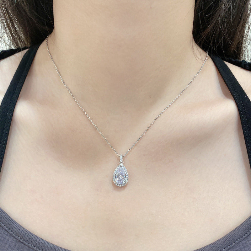 Citrine Drop Halo Necklace

