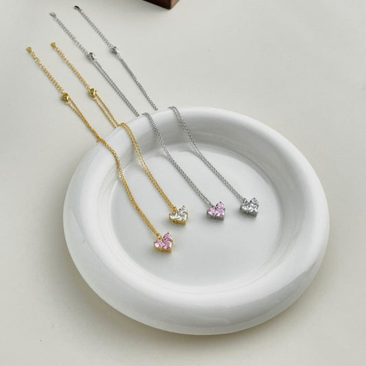 diamond heart necklace set