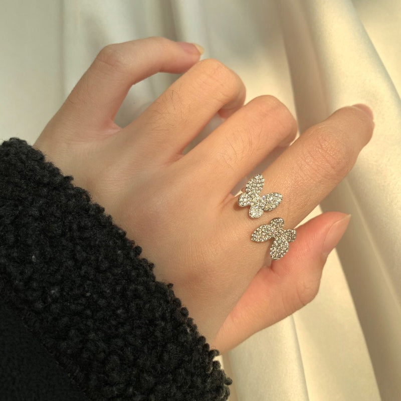 Rhinestone Butterfly Bypass Ring

