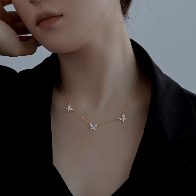 Modern Gold Flying Butterfly Necklace

