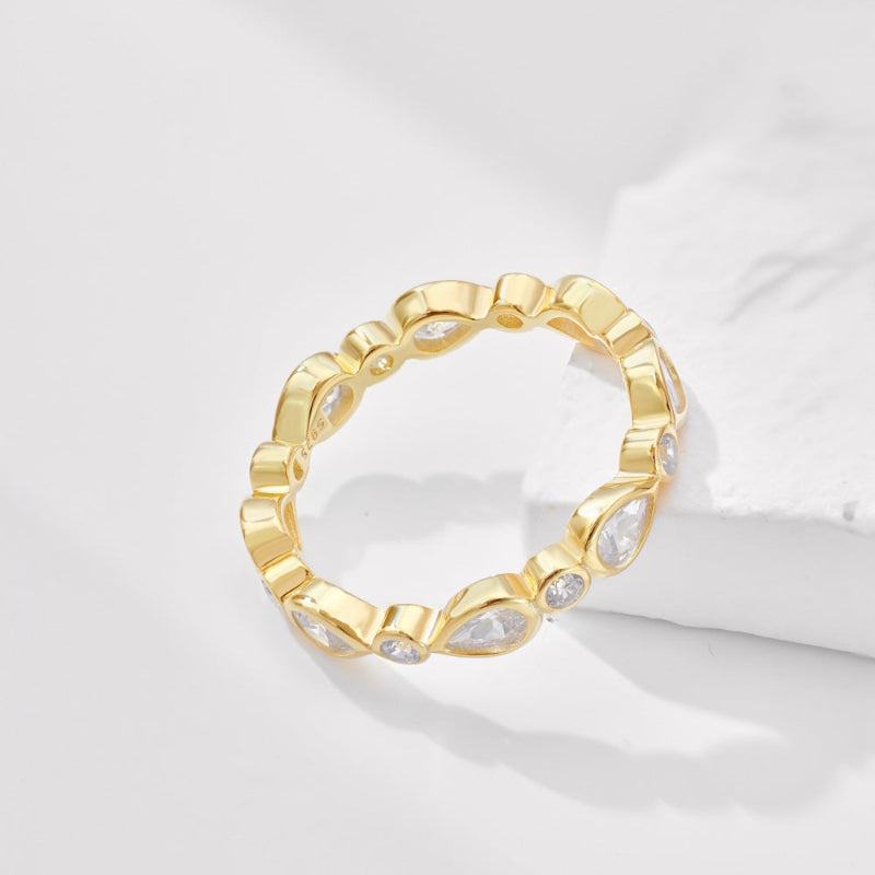 Contemporary Gold Bubble & Teardrop Ring

