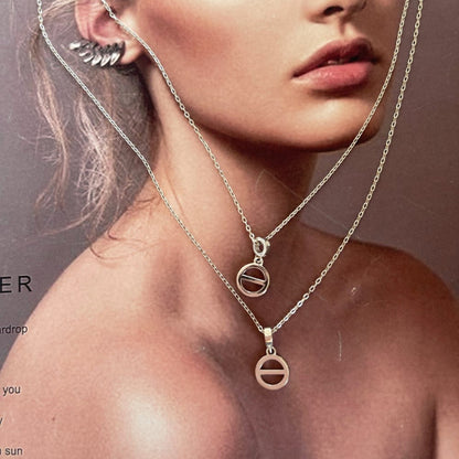 Gold Hoop with Bar Detail Necklace

