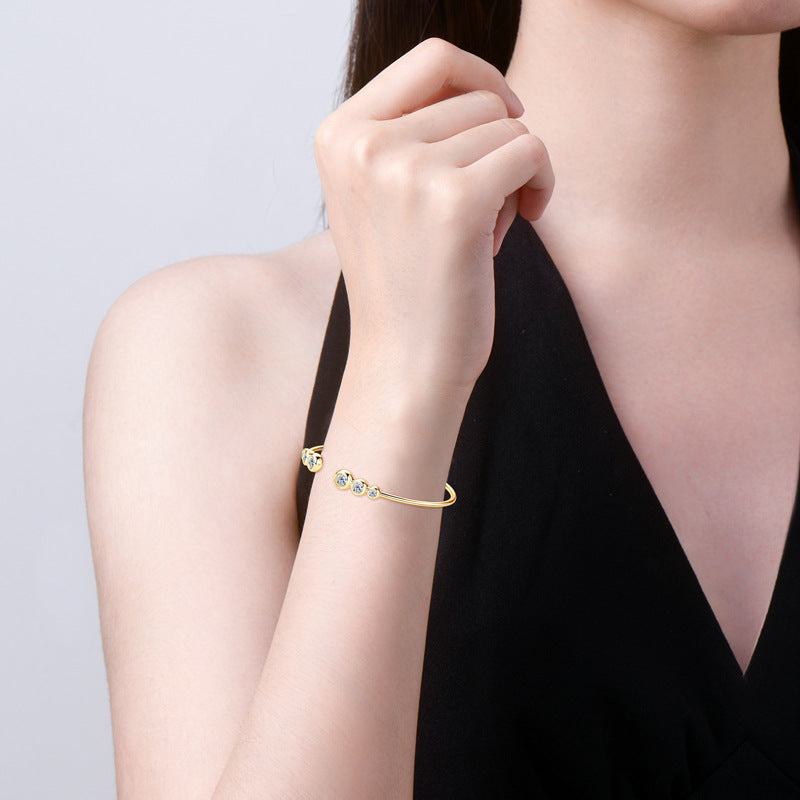 Premium 925 Silver Gold Finish Stone Cuff

