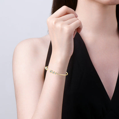 Premium 925 Silver Gold Finish Stone Cuff

