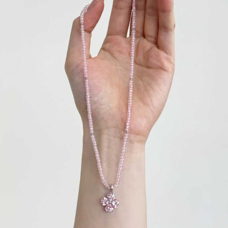 Romantic Pink Clover Necklace

