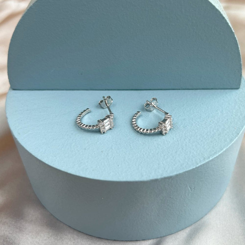 Contemporary Pave C-Hoop Earrings

