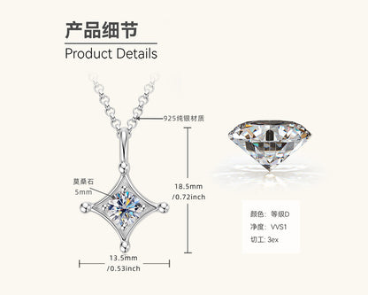 Geometric Silver Moissanite Pendant