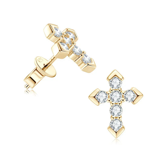 Sparkling Cross Stud Earrings - JIMMY JEWELRY 01
