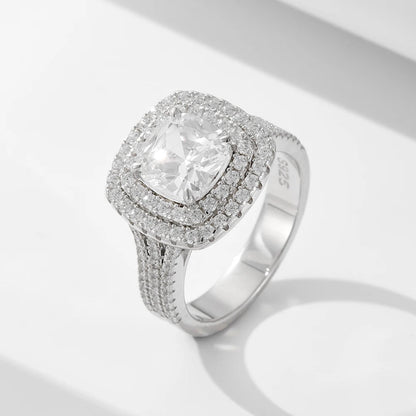 Sparkling Square Halo Ring

