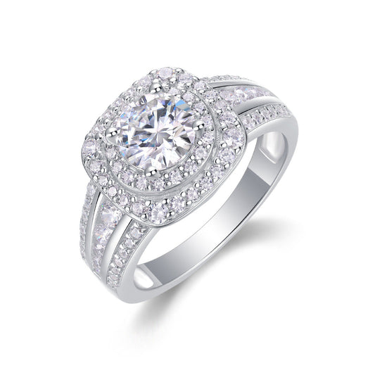 Cushion-Cut Moissanite Double Halo Ring

