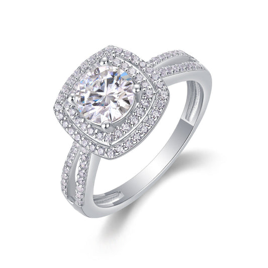 Cubic Zirconia Accented Moissanite Engagement Ring

