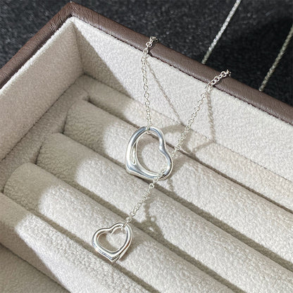 Polished Silver Heart Pendant Necklace

