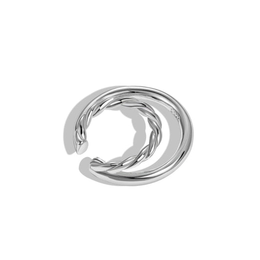 Silver Rope and Smooth Ear Cuff

