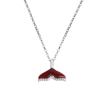 Coral Red Mermaid Fin Necklace

