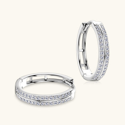 Two Row Pave Hoop Earrings