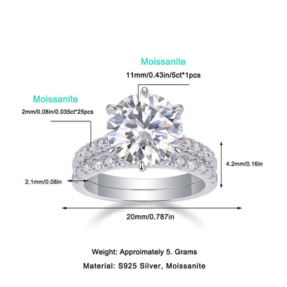 20mm Wide Moissanite Wedding Ring Set

