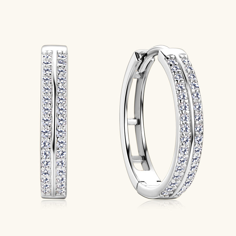 Pave Set Moissanite Gold Huggie Hoops

