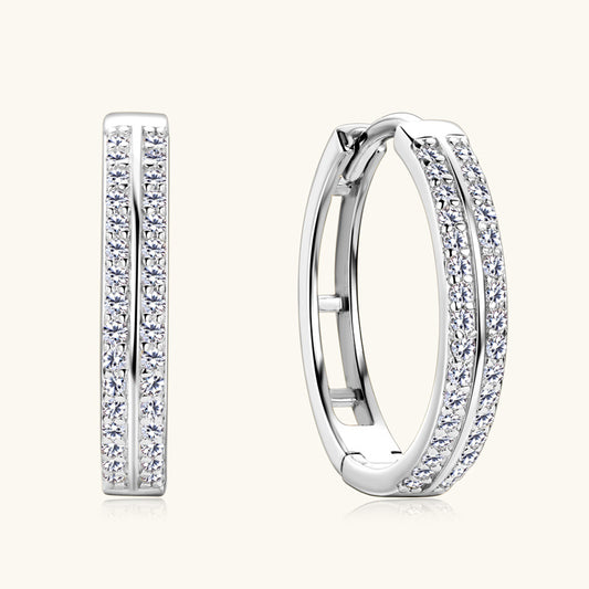 Pave Set Moissanite Gold Huggie Hoops

