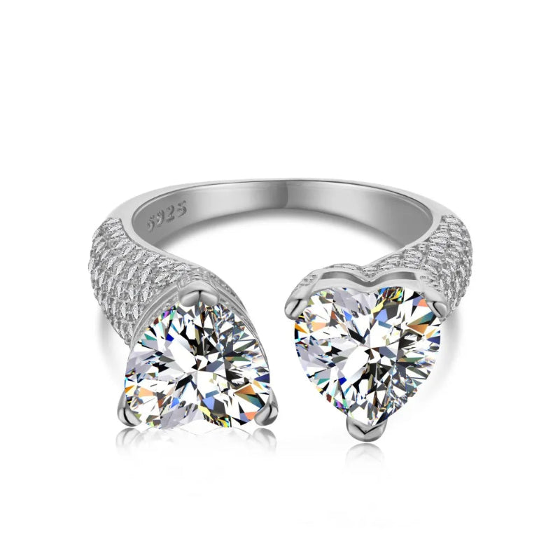 Two Hearts Open Bypass Ring

