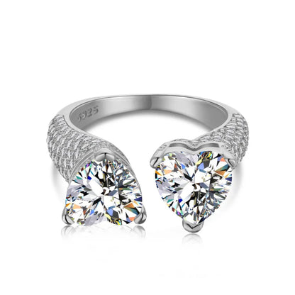 Two Hearts Open Bypass Ring

