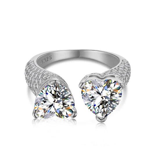 Two Hearts Open Bypass Ring

