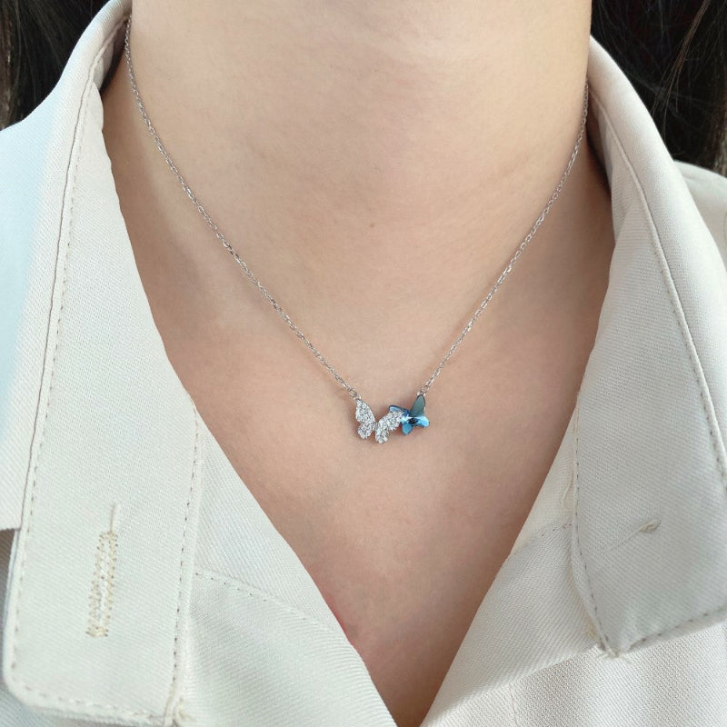 Shimmering Two-Tone Butterfly Pendant

