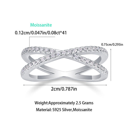 S925 Silver Moissanite Crossover Ring

