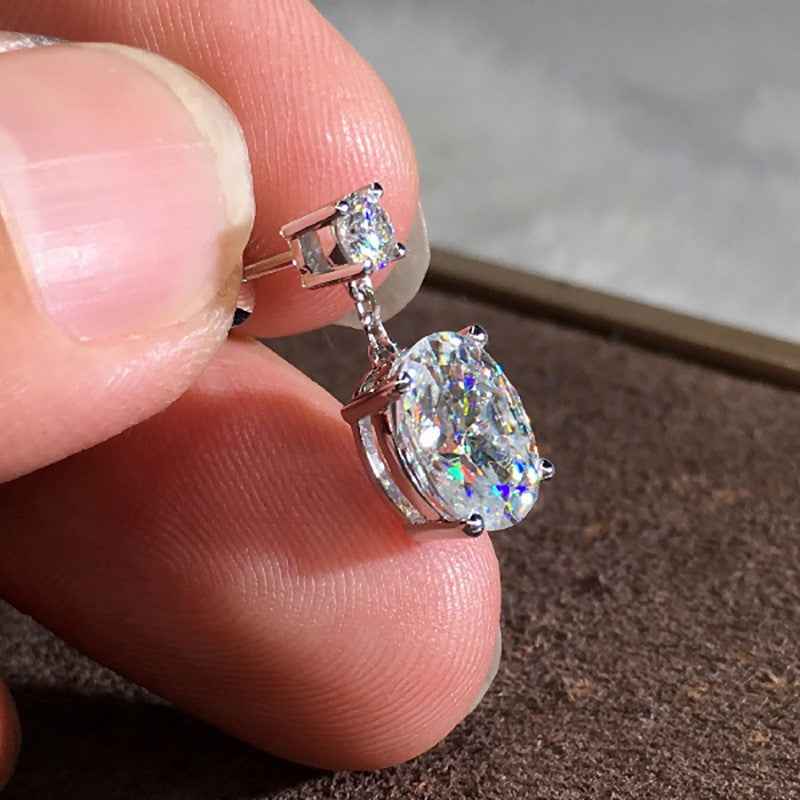 Jimmy Jewelry Factory Oval Diamond Drop Earrings s925