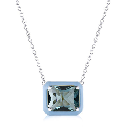 Mint Blue Frame Emerald Cut Necklace

