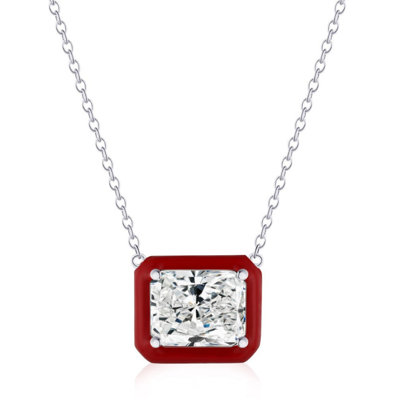 Ruby Red Frame Emerald Cut Necklace

