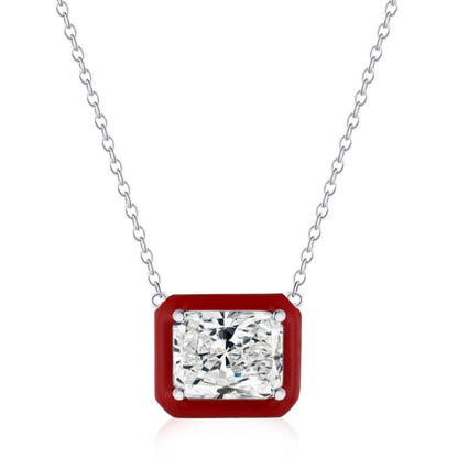 Ruby Red Frame Emerald Cut Necklace

