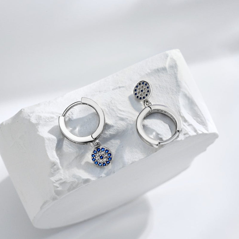 evil eye silver earrings