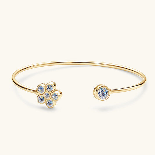 Dainty 925 Silver Moissanite Cuff Bracelet

