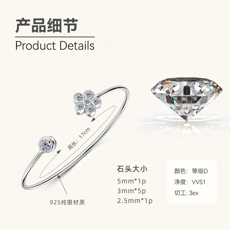 Dainty 925 Silver Moissanite Bezel Cuff

