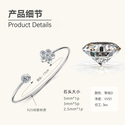Dainty 925 Silver Moissanite Bezel Cuff

