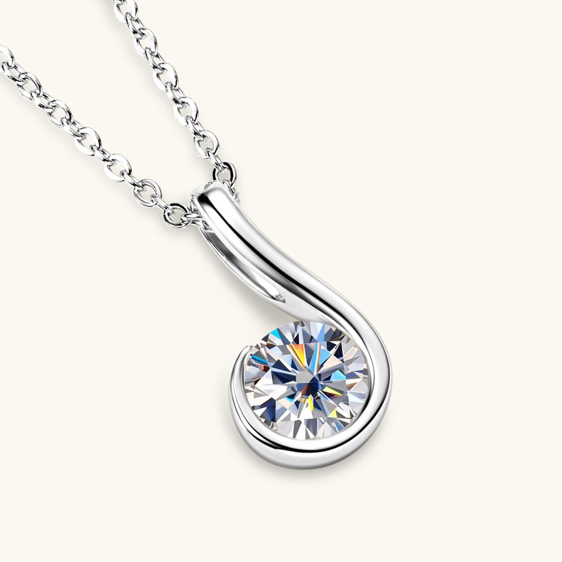 925 Silver Gold Plated Moissanite Wave Pendant

