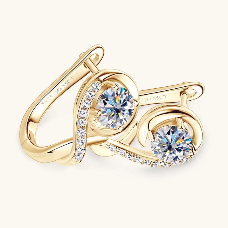 Sparkling Moissanite Ribbon Hoop Earrings

