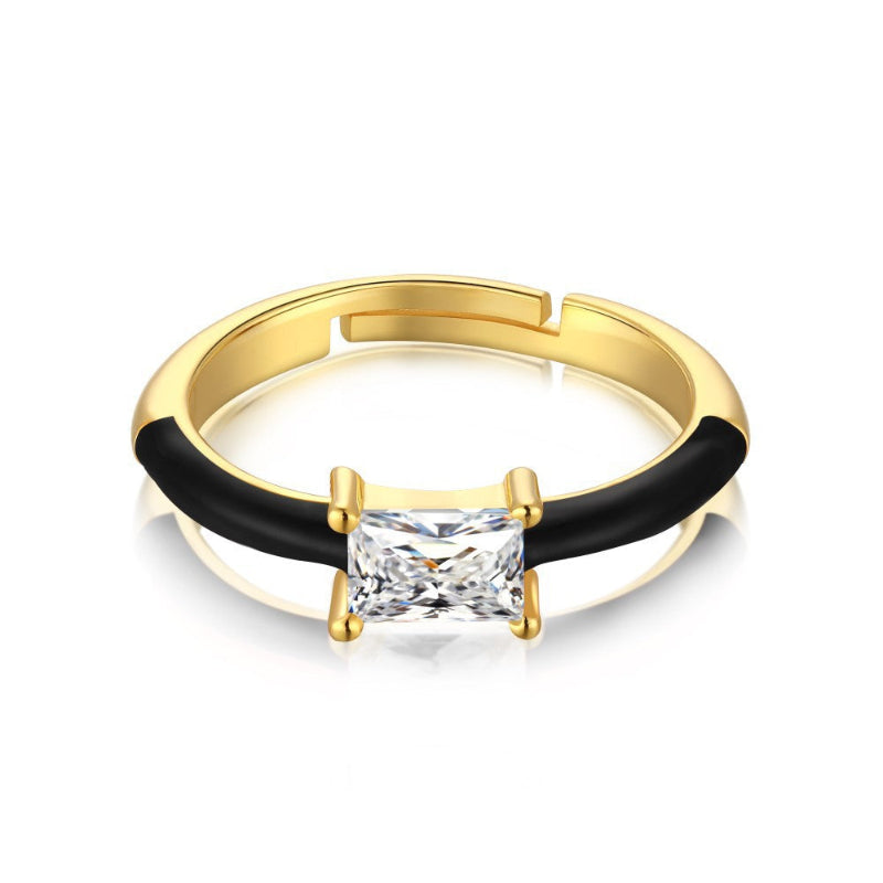 Elegant Gold Tone and Red Enamel Ring

